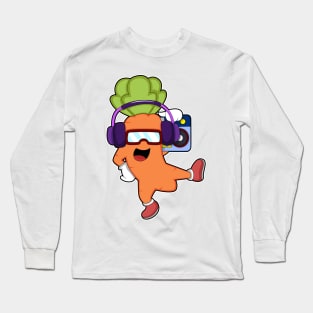 Carrot at Music with Headphone Long Sleeve T-Shirt